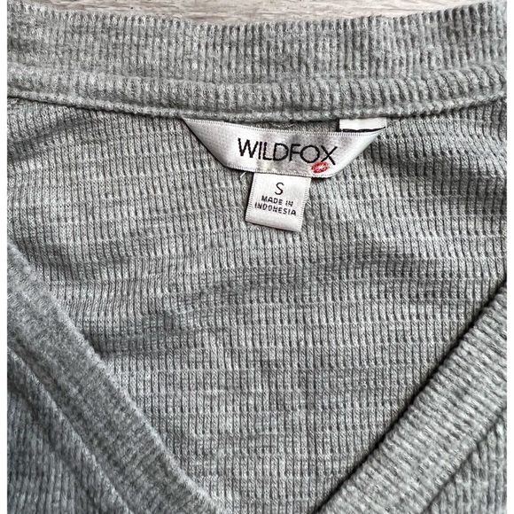 Wildfox : grey Haley brushed long sleeve V neck thermal - Picture 9 of 13